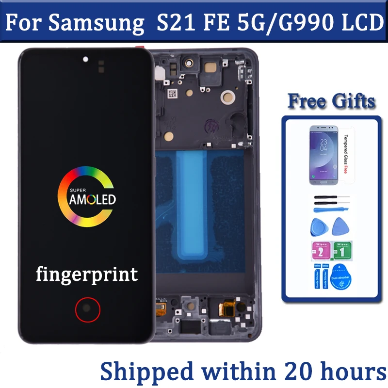 

OLED For Samsung S21 FE 5G G990 G990B G990U G990B/DS G990E LCD Display with touch screen Ditigitizer With frame