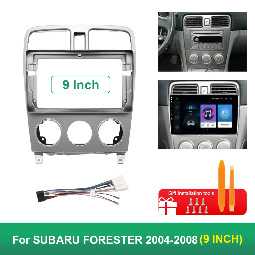 For 2004-2008 SUBARU FORESTER (9INCH, MANUAL AC)Car Radio Fascias Android GPS MP5 Stereo Player 2 Din Head Unit Panel Dash Frame