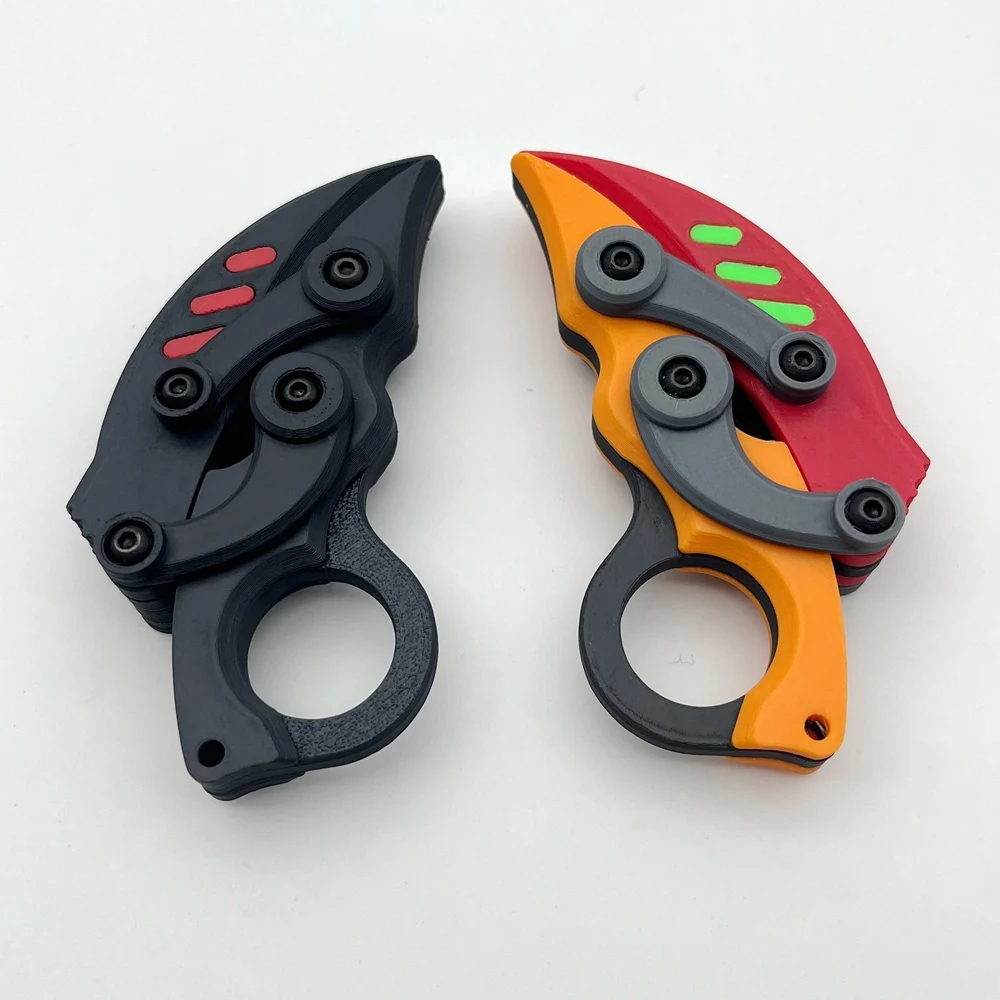 3D Printed Rotating Finger Retractable Folding Knife Fidget Toy & Office Stress Relief Ratchet Slider
