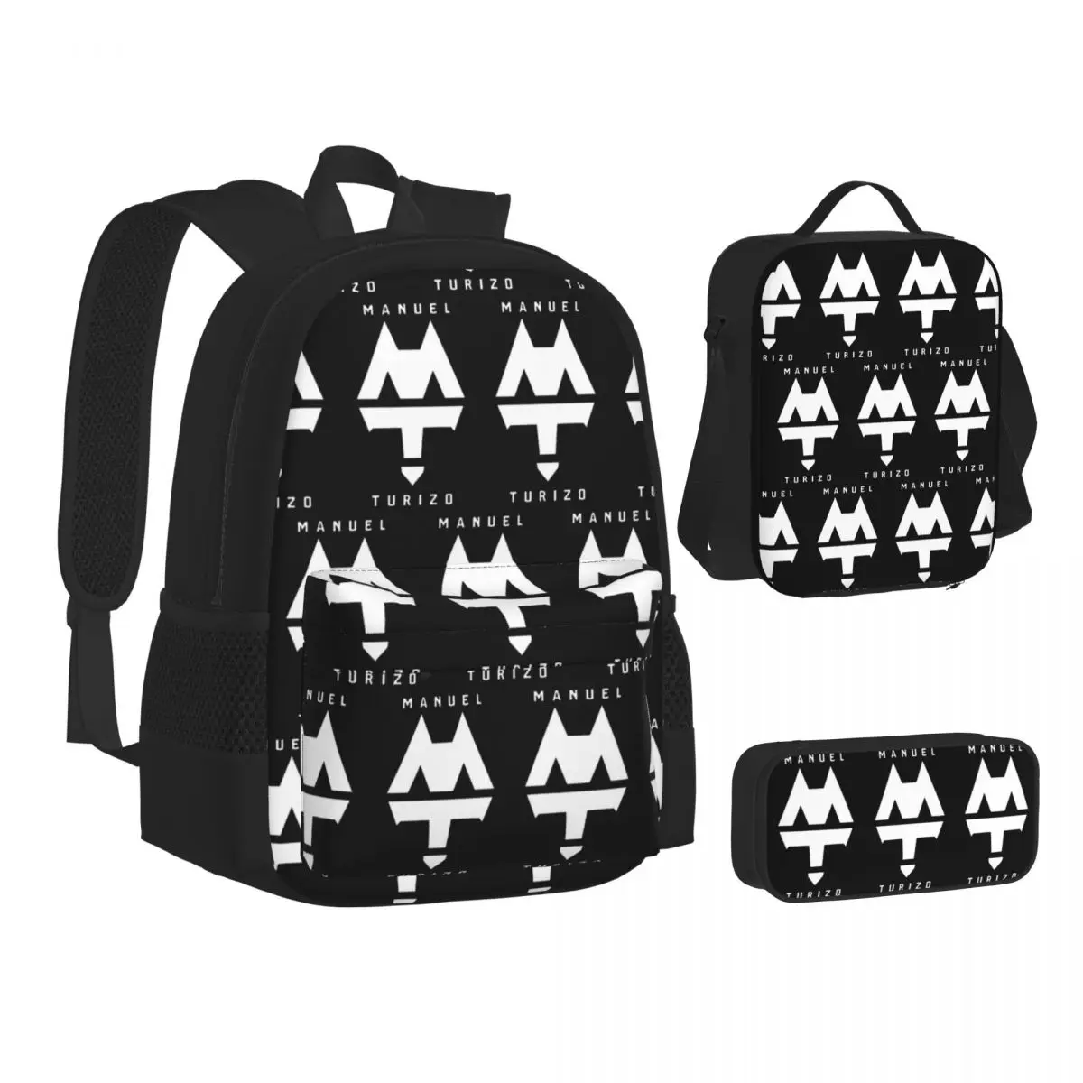 Rapper Manuel Turizo Logo Backpacks Boys Girls Bookbag School Bags Children Rucksack Lunch Bag Pen Bag Three-Piece Set