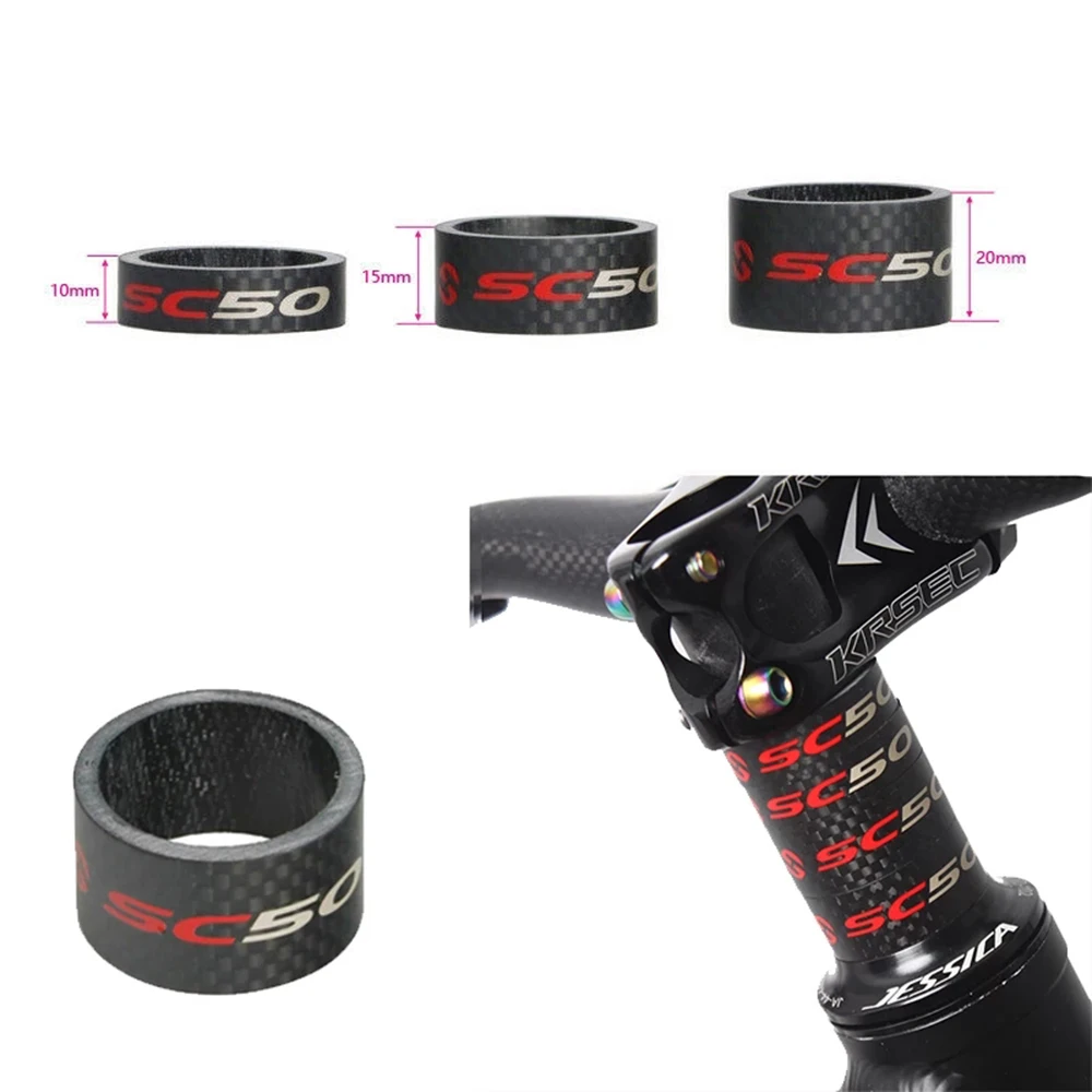 3Pcs set 10/15/20mm Handle Bar Carbon Fiber Bicycle Headset 28.6mm Spacer Headset ring Spacing Pad Washer