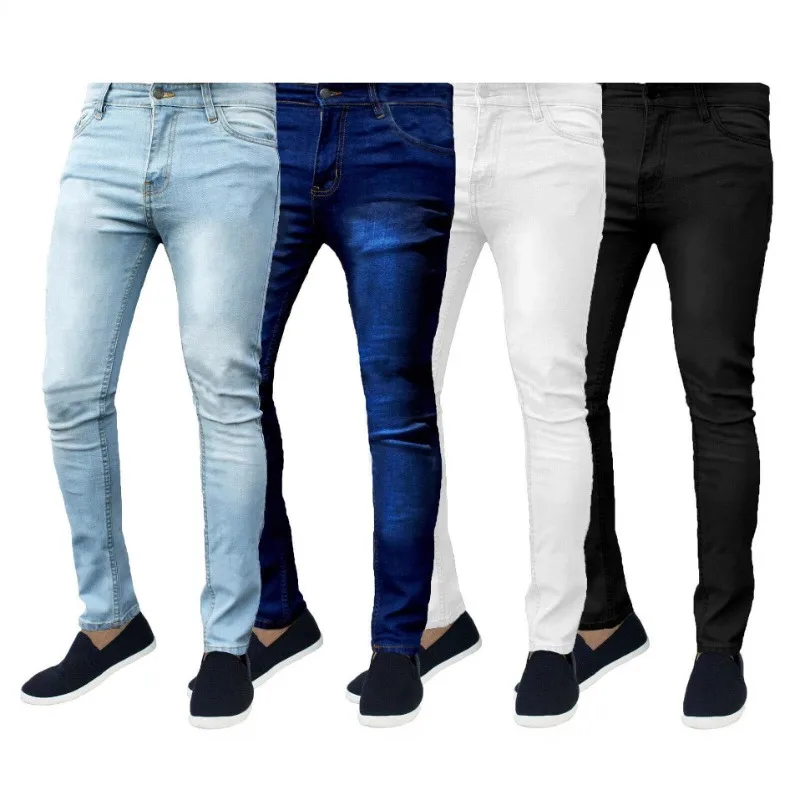 

Men's Jeans Pencil Pants Casual Denim Ripped Full Length Solid Blue Slim Trousers Slight Strech Europe America Distressed Jeans