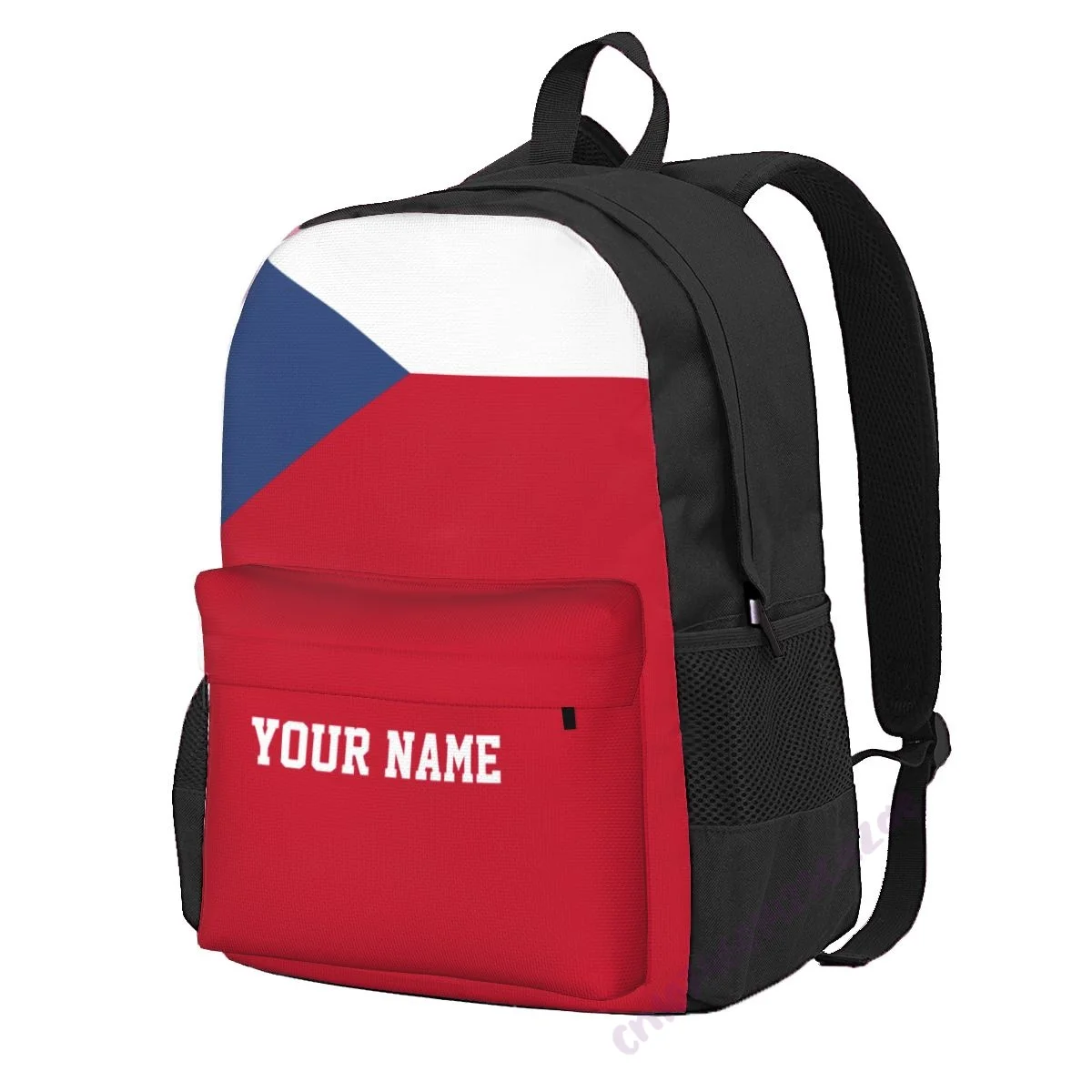 

Custom Name Czech Republic Flag Polyester Backpack For Men Women Travel Bag Casual Students Hiking Travel Camping