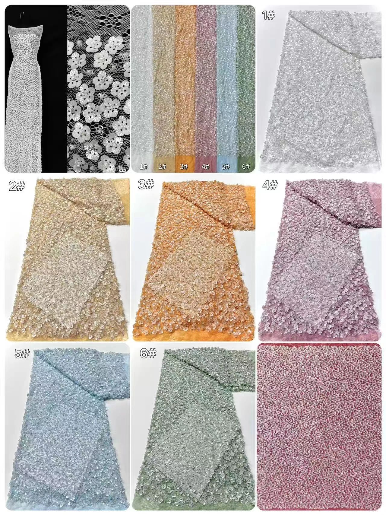 5 Yards Luxury African Sequins Embroidered Groom Lace Fabric High Quality French Nigerian Lace Fabric for Wedding Dress SZ1827