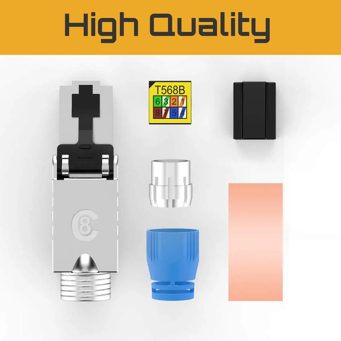 ZoeRax Cat6a Cat8 إيثرنت كابل موصل RJ45 المعادن أداة مجانية سهلة إنهاء التوصيل محمية الصلبة لان كابل 22AWG-24AWG -1 قطعة