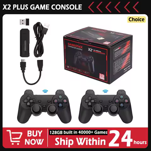 New X2 Plus Game Stick GD10 Pro 4K HD Retro Video Game Console Wireless Controller 128G 40000 Game TV 50 Emulator For PS1/N64
