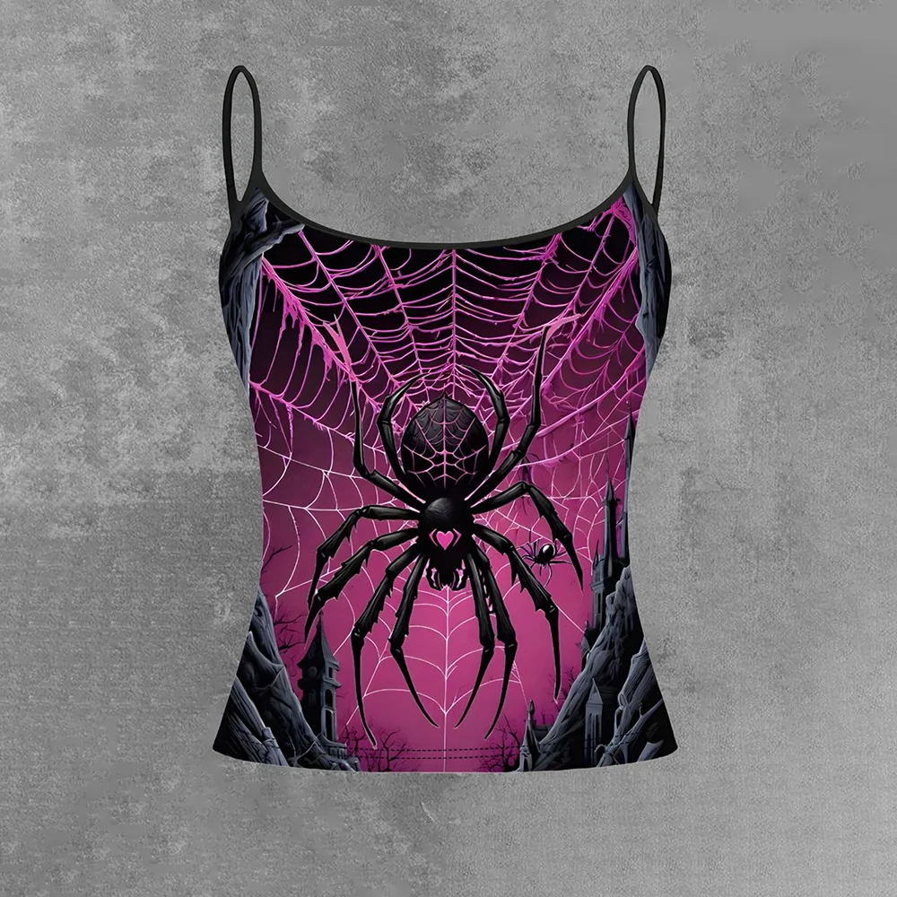 Summer Women's Fashion Printed T-shirt Straps Top Versatile Casual Breathable Micro Elastic Fabric Sleeveless Straps sling Vest