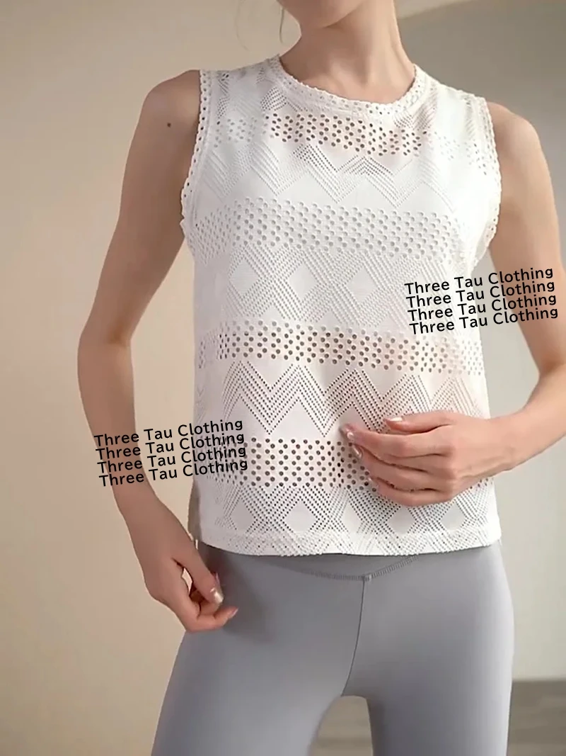 

Net Yarn Vest Summer Yoga Camisole Mesh Sport Tank Tops Women Quick-dry Sleeveless Tees Gymnastics Round Neck Vest 2025 New Tops