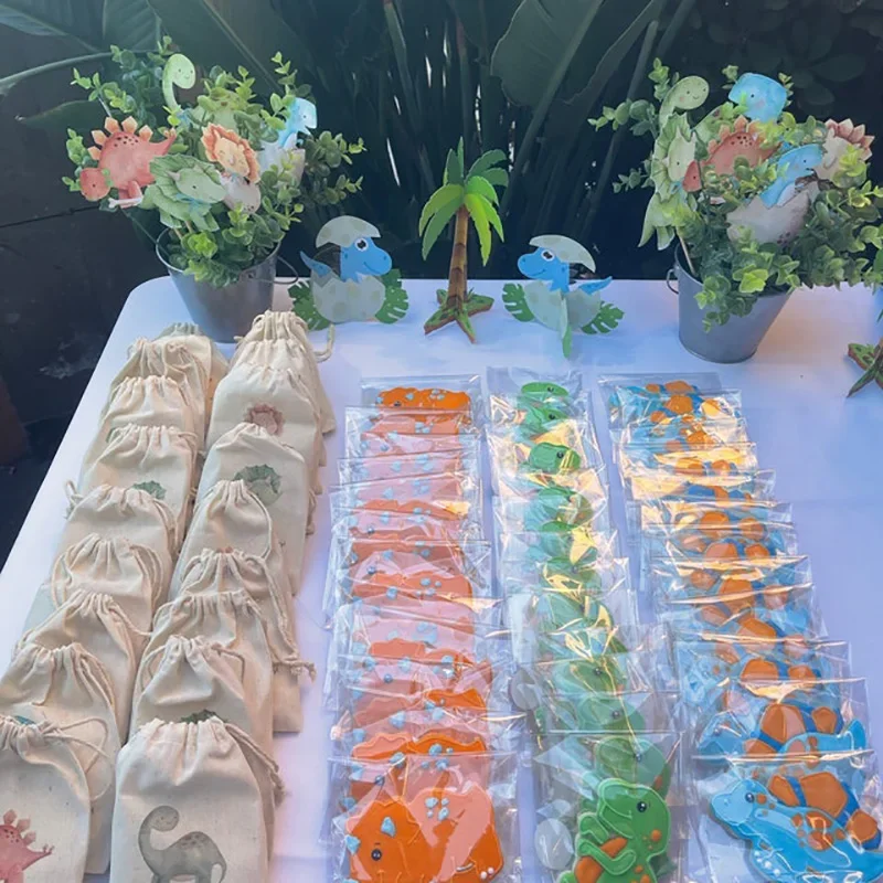 5pcs dinosaur candy gift bags Dino theme kid boy girl first 1st 2nd 3rd birthday party baby shower kindergarten decoration favor