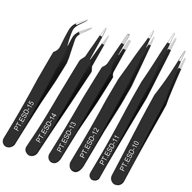 6 Pieces Per Set Anti-static Stainless Steel Tweezers Tool for Eyelash Extension Supplies Makeup Tools