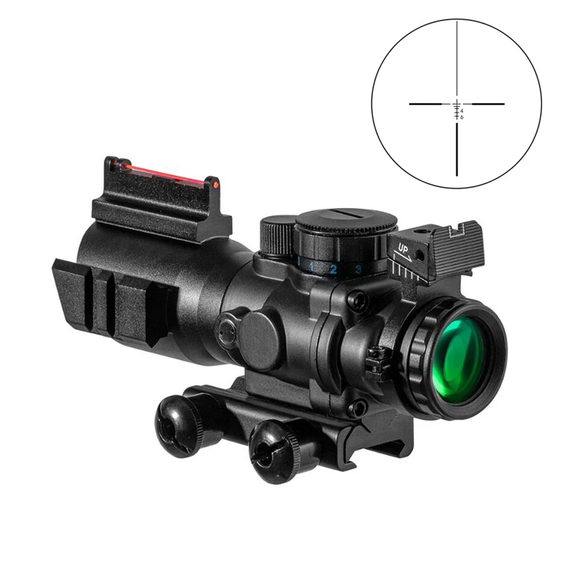 

Tactical Illuminated Hunting Rifle Scope, Red, Green, Blue, Reticle, Fiber Optic Sniper, Black, 4X32