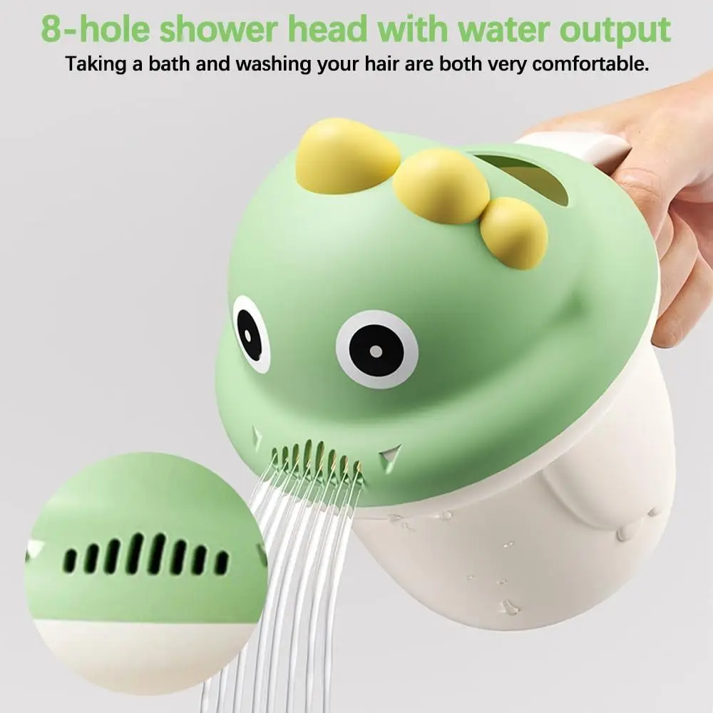 Dinosaur-Shaped Hair Washing Cup Front Rinse Holes Side Handle Bath Jug Rounded Comfortable Shampoo Rinse Cup Toddler Care