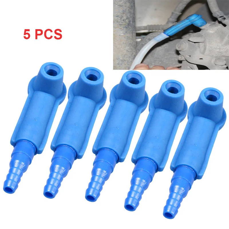 5pcs Oil Sucking Pipe Auto Brake System Fluid Connector Oil Drain Quick Change Tool Oil Filling Equipment Blue Brake Fluid