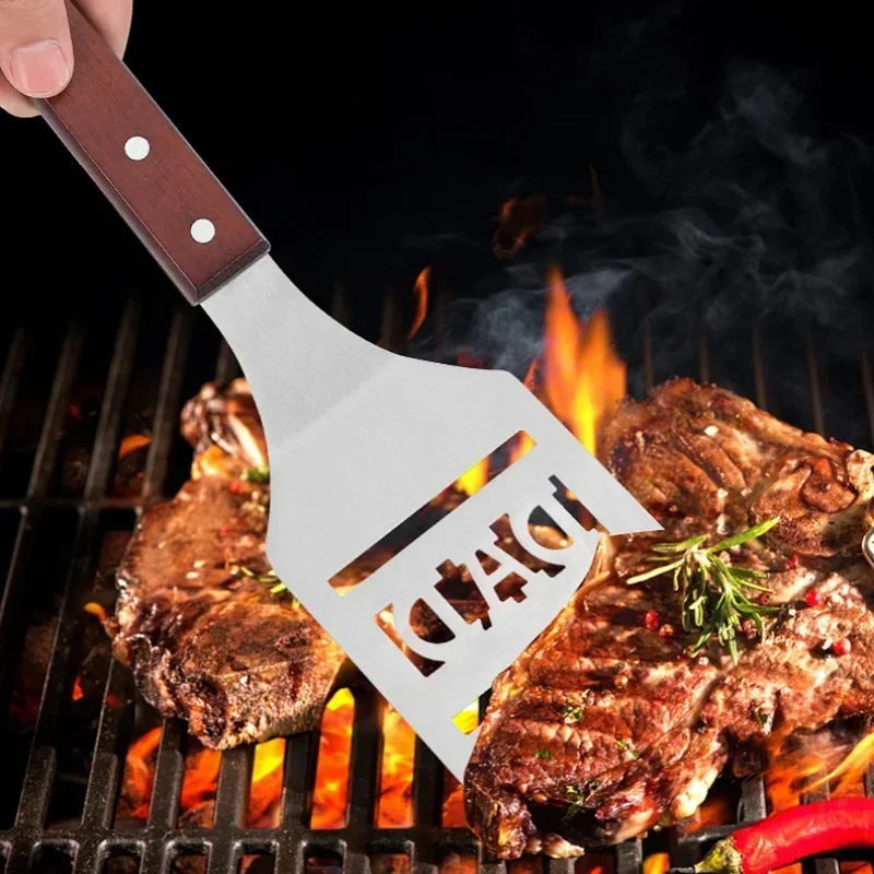 

Stainless Steel Barbecue Frying Shovel Handle Comes with Bottle Opener Outdoor BBQ Iron Plate Barbecue Party Picnic Restaurant