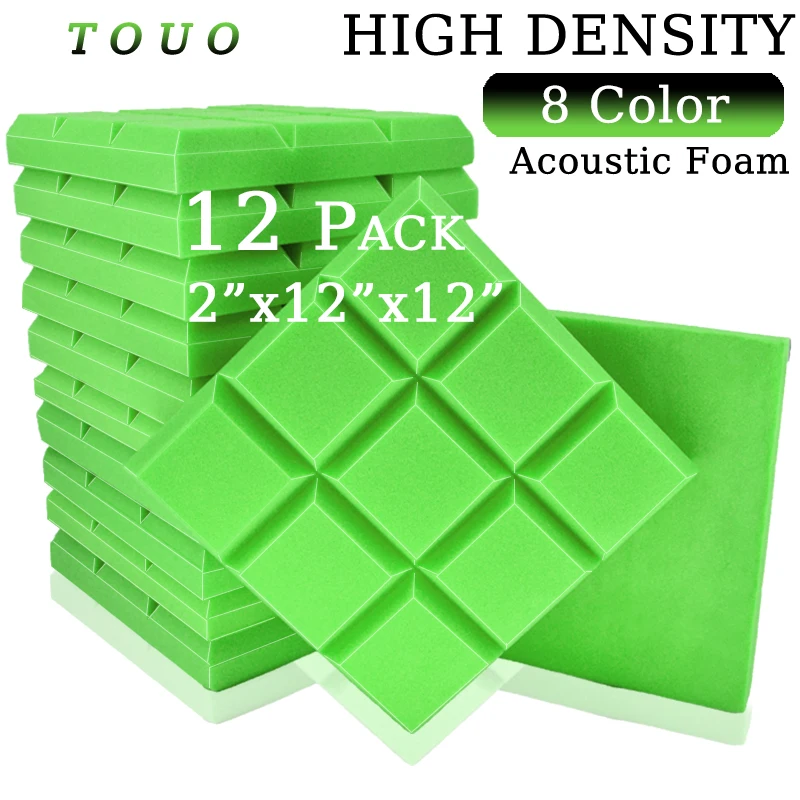 TOUO Studio Acoustic Foam 12pc High Density Soundproof Foam Bedroom Acoustic Treatment Sound Absorbing Material Home Accessories