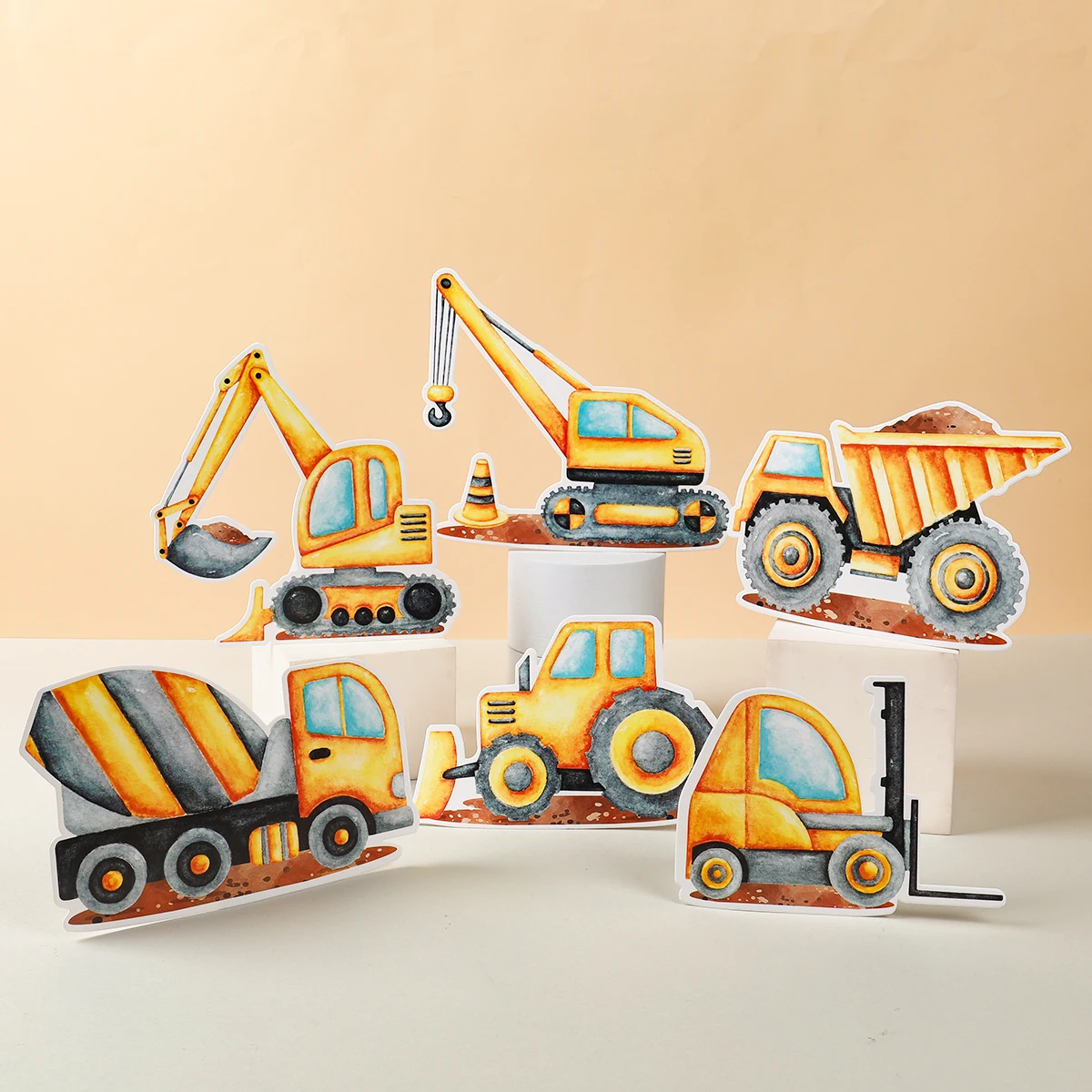 Construction Theme Paper Ornament Boys Birthday Party Decoration Excavator Vehicle Birthday Party Supplies Baby Shower Decor