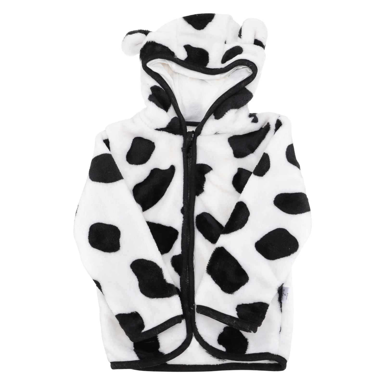 Cow Pattern Children Coat Warm Coral Fleece Kids Outerwear Lightweight Winter Jacket For Outdoor Travel Activities