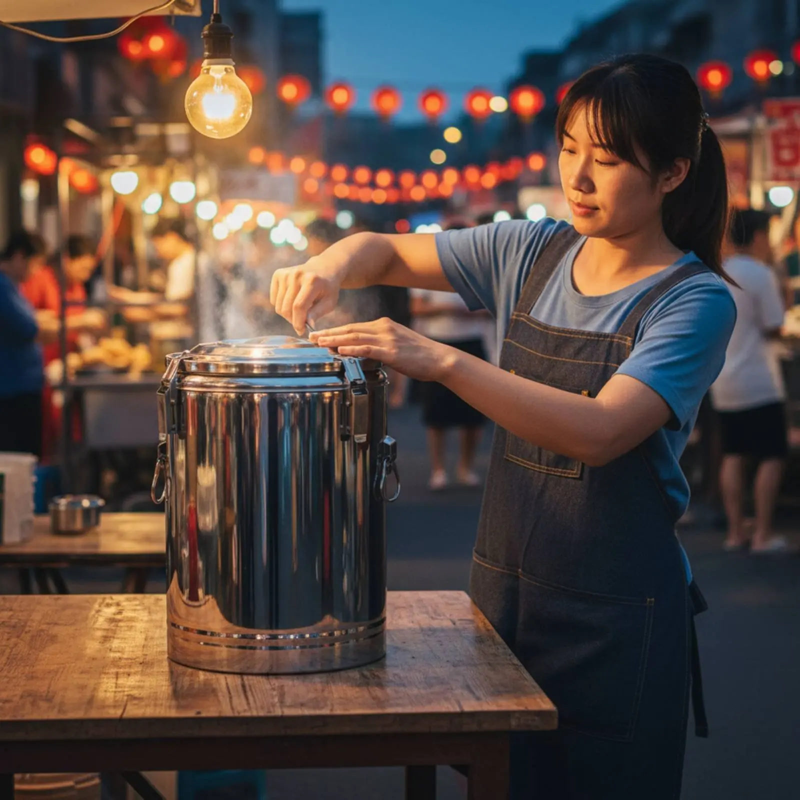 

Термос из нержавеющей стали с контролем температуры, профессиональный подогреватель для супов и риса, профессиональный подогреватель для еды
