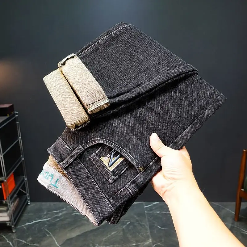 

Men's Jeans Men's Pants Slim Fit Straight Leg Stretch Embroidered Denim Black Modern Youth Casual Comfort Vintage Stylish