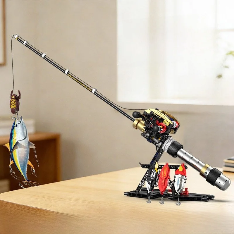 

Kaiyu Fishing Rod Simulation Waterdrop Wheel Assembly Toy Blocks Desktop Fishing Fun Educational Model Super Cool Boys Plaything