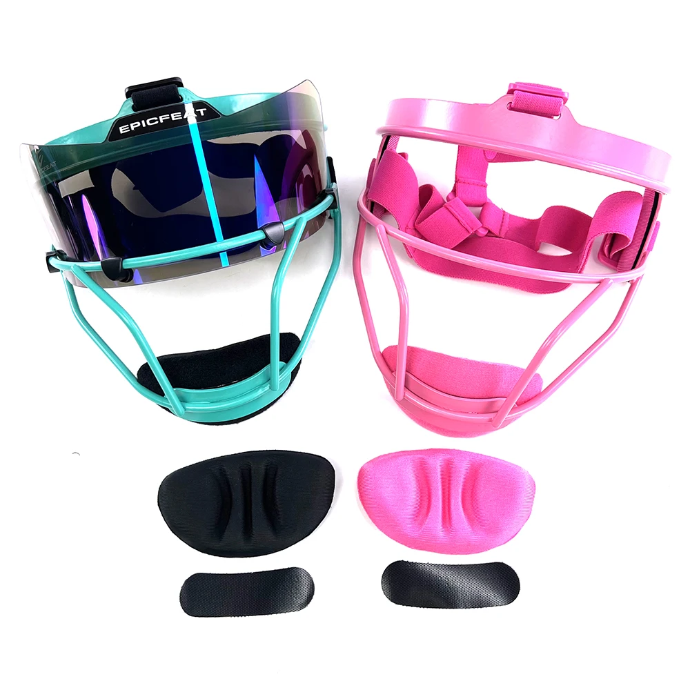 Softball Face Mask Chin Pad Sunglasses Head Protective Defense Fielder Face Guard Visors Anti-sweat for Women Baseball Girls