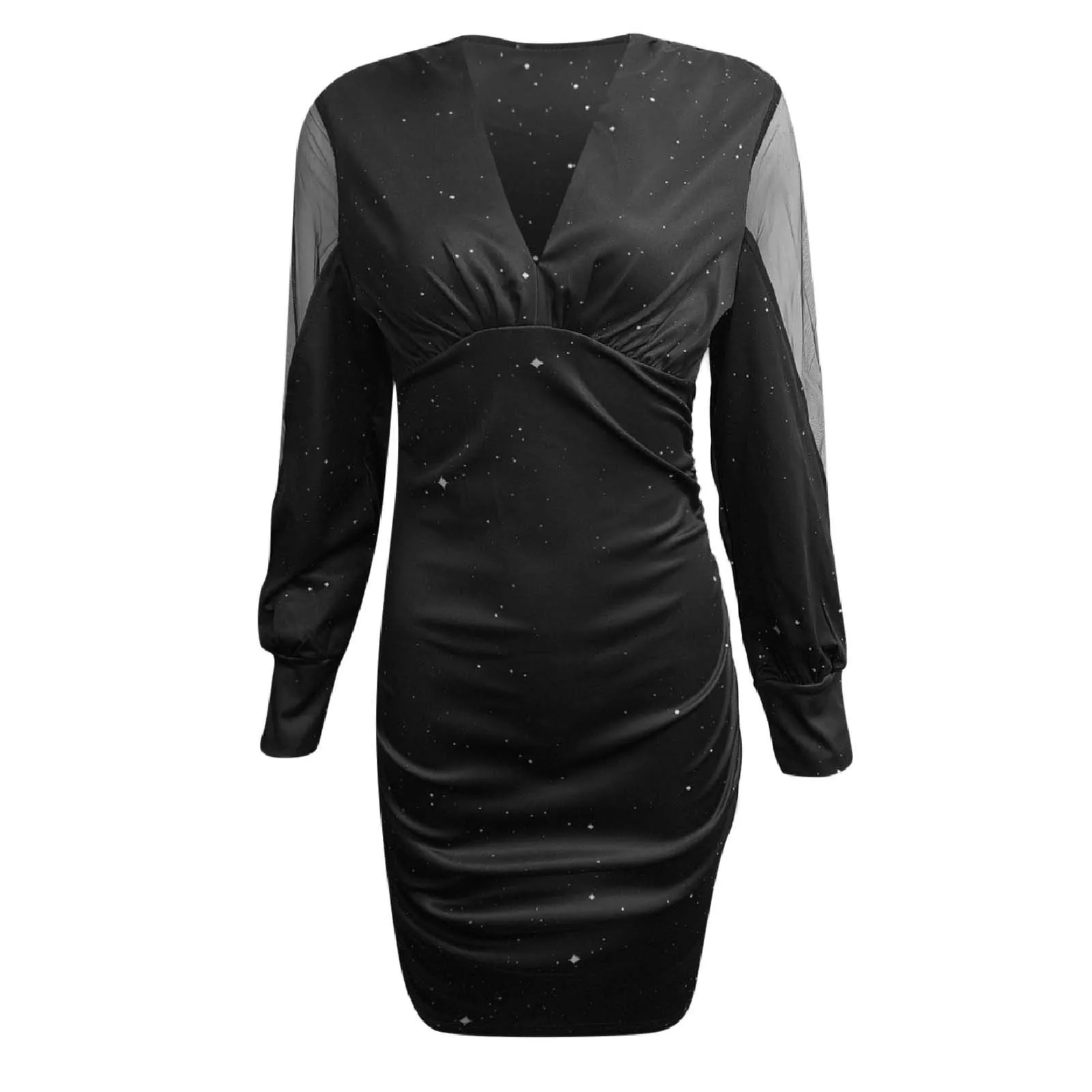 2024 Office Dress Women V Neck Slim Waist Lantern Long Sleeve Tops Female Fashion Spring Fashion Dresses For Women