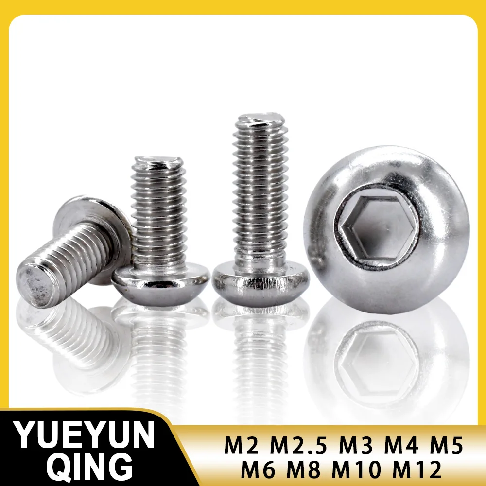 ISO7380 Stainless Steel Hex Screw M2 M2.5 M3 M4 M5 M6 M8 M10 M12 Hexagonal 304 SS Socket Allen Bolt Thread Machine Metal Screws