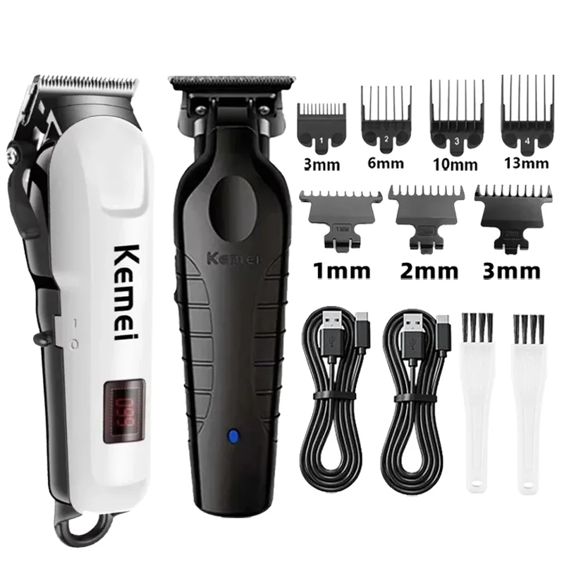 Kemei Tondeuse Km-809A Km-2299 Km-2024 UBS Oplaadbare Draadloze Baardtrimmer Krachtige Elektrische Tondeuse voor Mannen - afbeelding 1