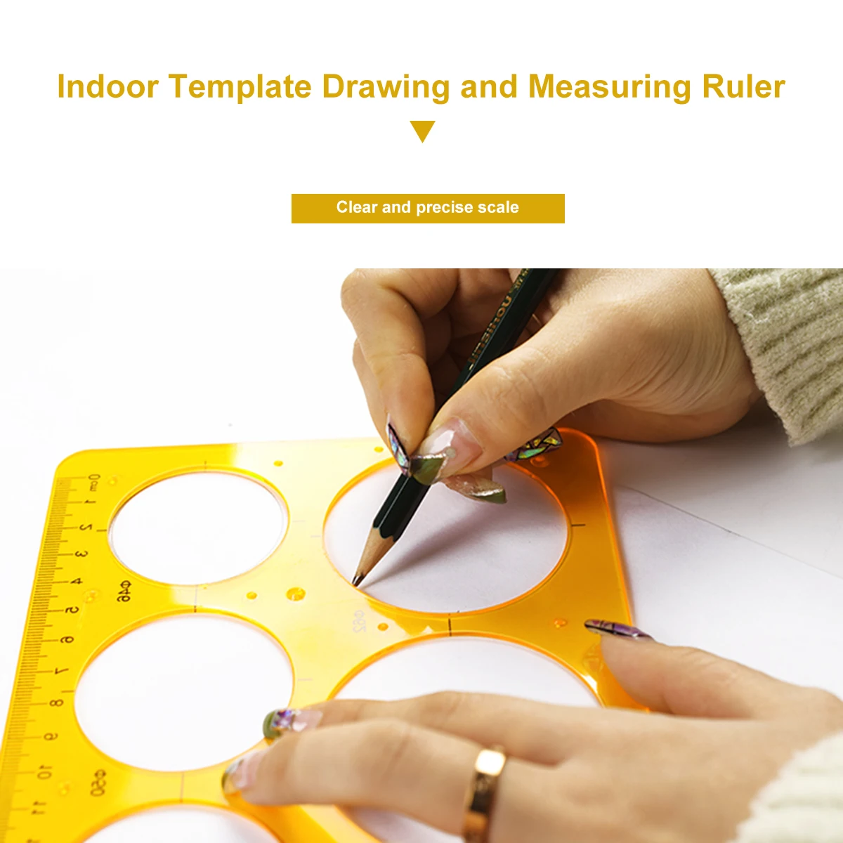 Stencil Circle Measuring Ruler Template Architecture Tool Indoor Drawing Kit Measuring Geometric Ruler for School Office Supplie