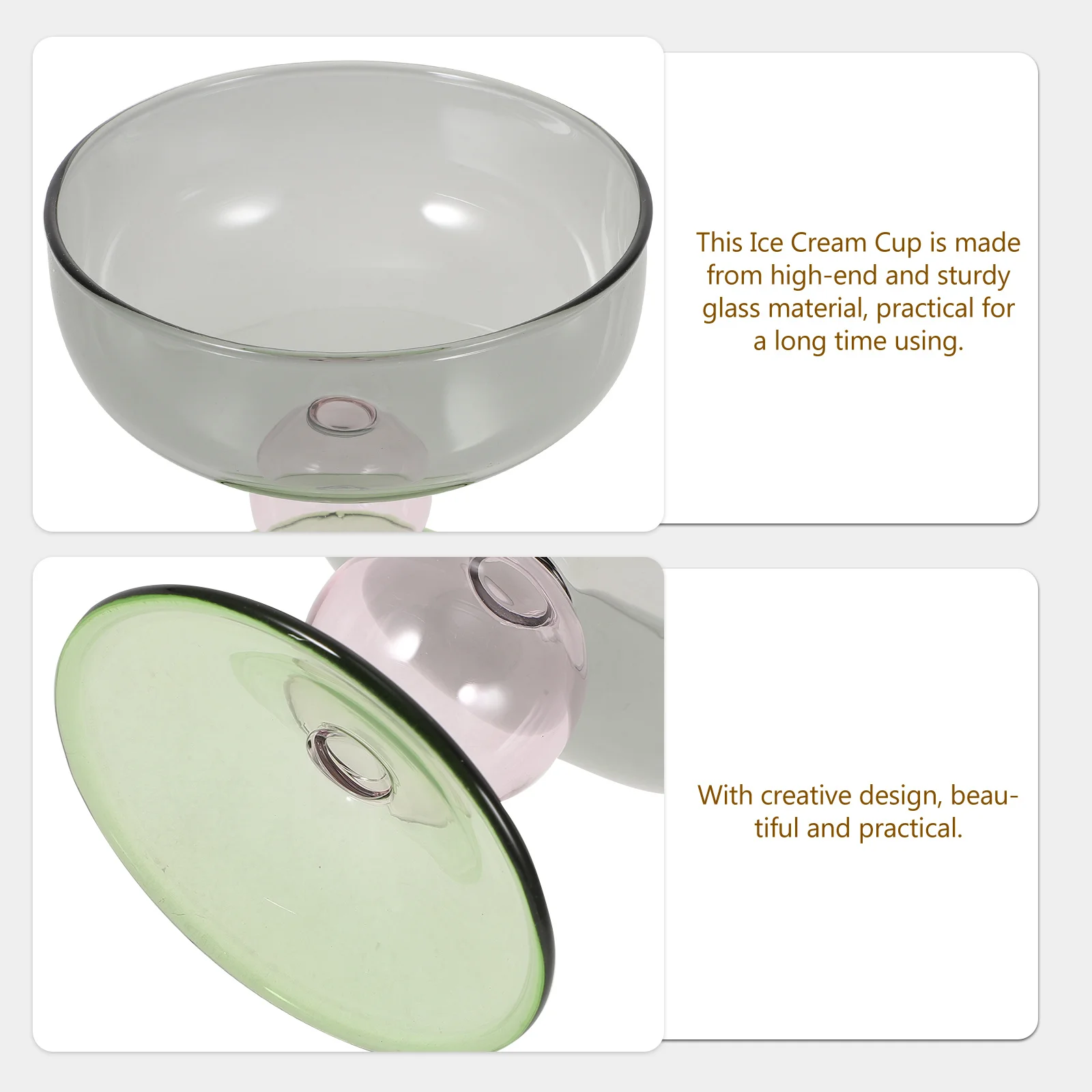 

Multi- Dessert Container Exquisite Footed Ice Cream Cup Smooth Finish for Ice Cream Wine Cocktail Dessert Serving