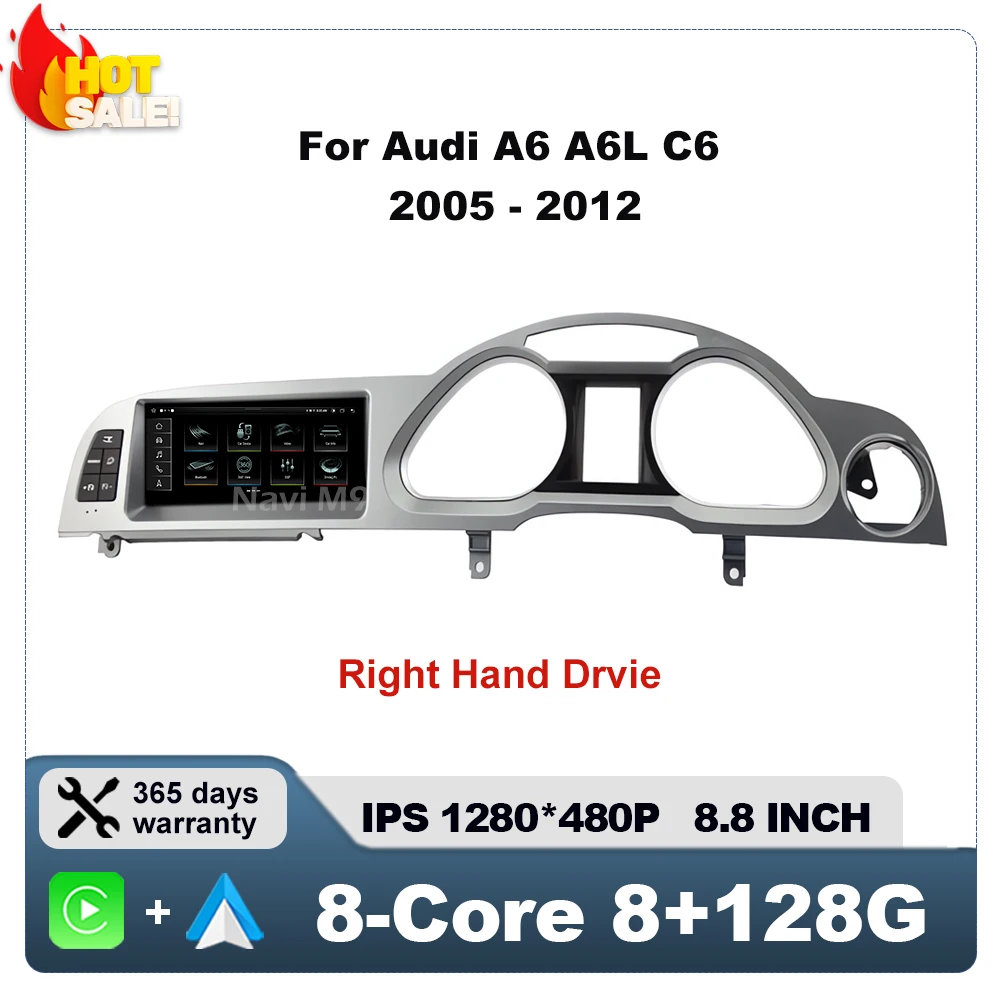 Car Radio Multimedia Video Player Navigation GPS Android Auto For Audi A6 A6L C6 2005 - 2012 Right Hand Drvie 8.8 Inch Screen