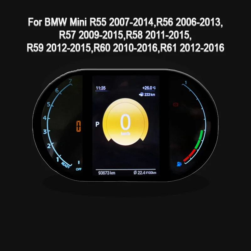 

Digital Instrument Cluster for BMW MINI R55 R56 R57 R58 R59 R60 R61 2006-2016 Speedometer,Dashboard,5’’ HD screen