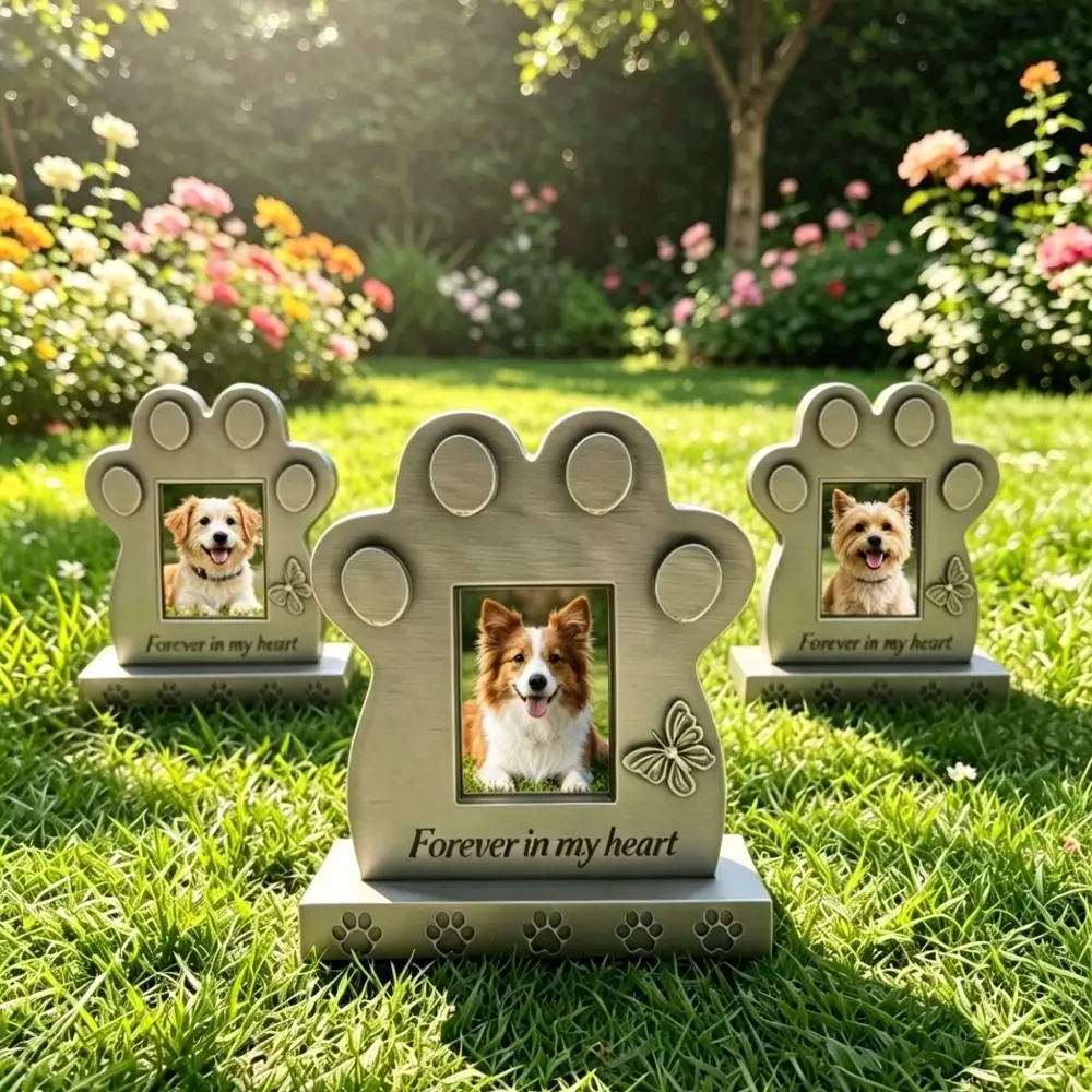 3D Printing Pet Grave Marker Weatherproof Butterfly Paw Design Cat Sacrificial Tombstone Built-in Photo Card Slot Durable