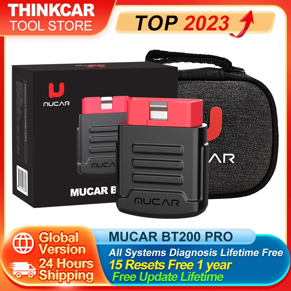 MUCAR BT200 Pro OBD2 Scanner Full System Diagnostic Tools 15 Reset Service Bluetooth Diagnostic Scan Tool 2024 Mucar Scanner