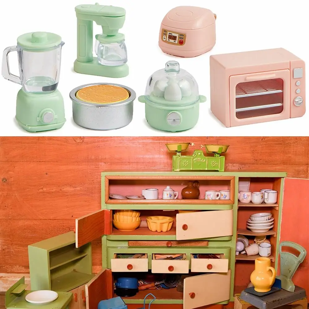 Kunststoff Puppenhaus Küchengeräte Kaffee maschine Maßstab Miniatur Küchen utensilien Getränke hersteller Szene Modell Mini Food Spielzeug
