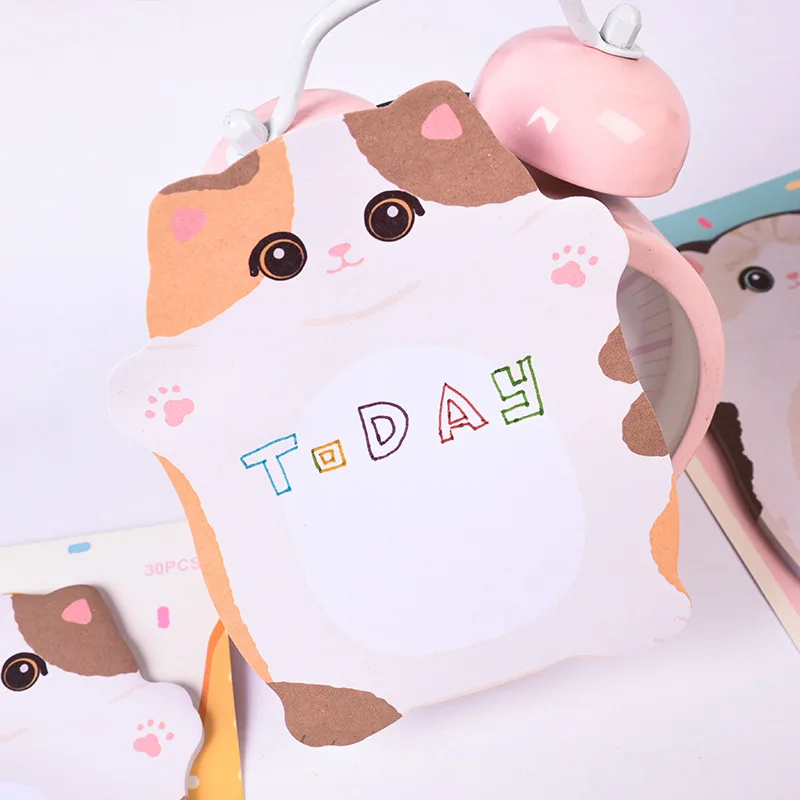 30 sheets Cat Sticky Notes for Students High-looking Memo Notes Sticky Tearable Note Pad Notepad Prizes Cute Stationary Supplies