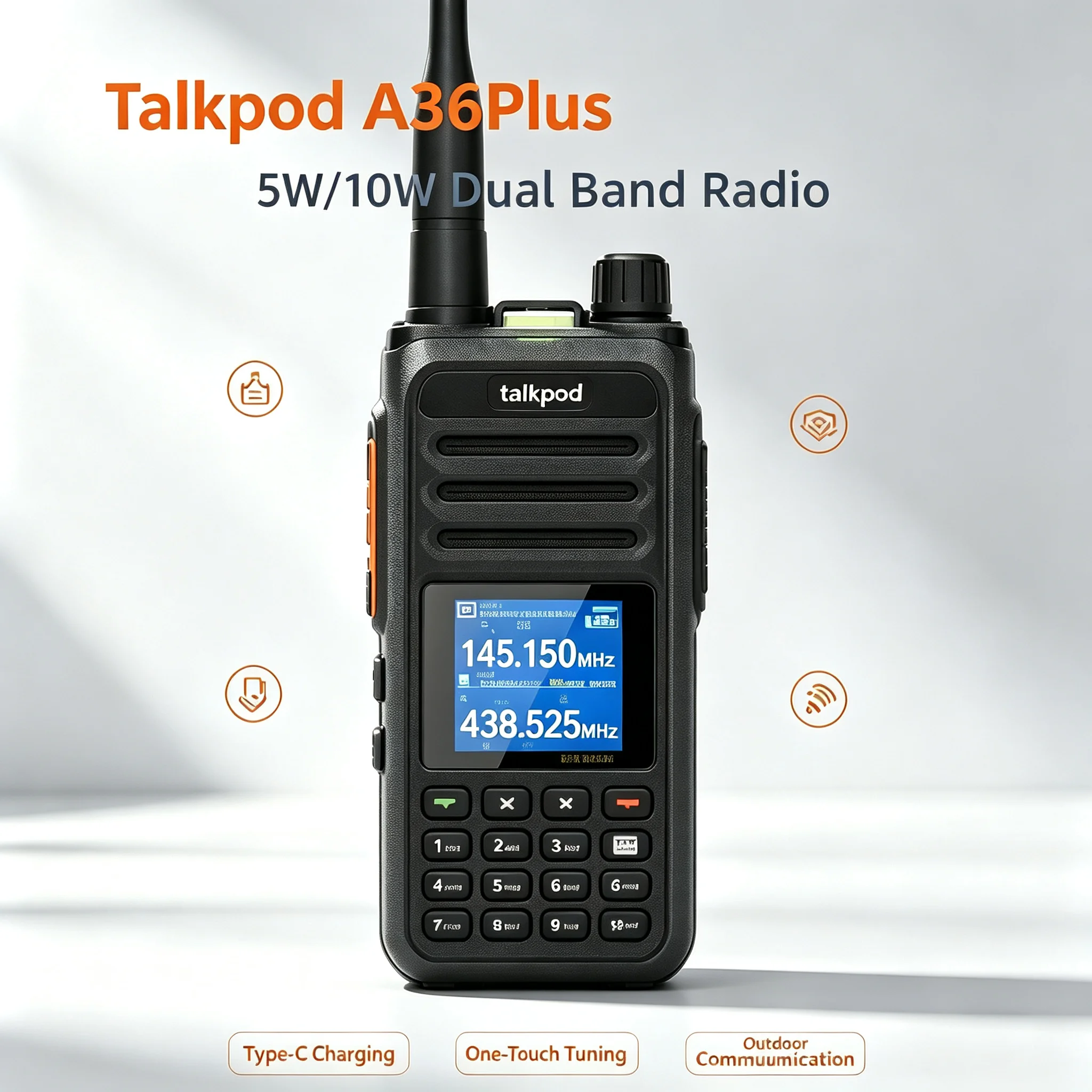 radio-talkpod-a36plus-5w-10w-gmrs-999-canales-vhf-uhf-radio-bidireccional-bateria-de-3200mah-ip54-largo-alcance-walkie-talkie-para-emergencias-al-aire-libre