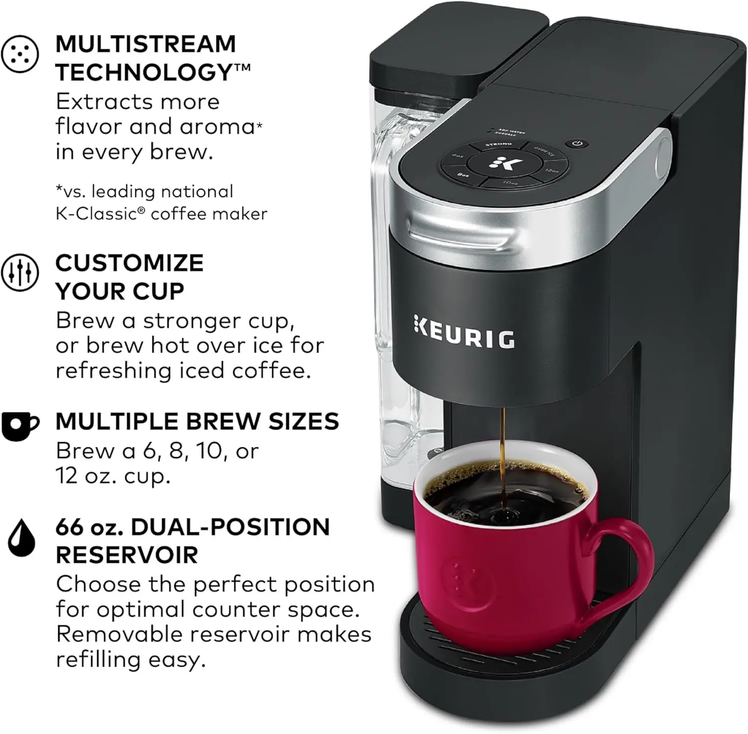 K-Supreme Single Serve K-Cup Pod Coffee Maker, MultiStream Technology, Black