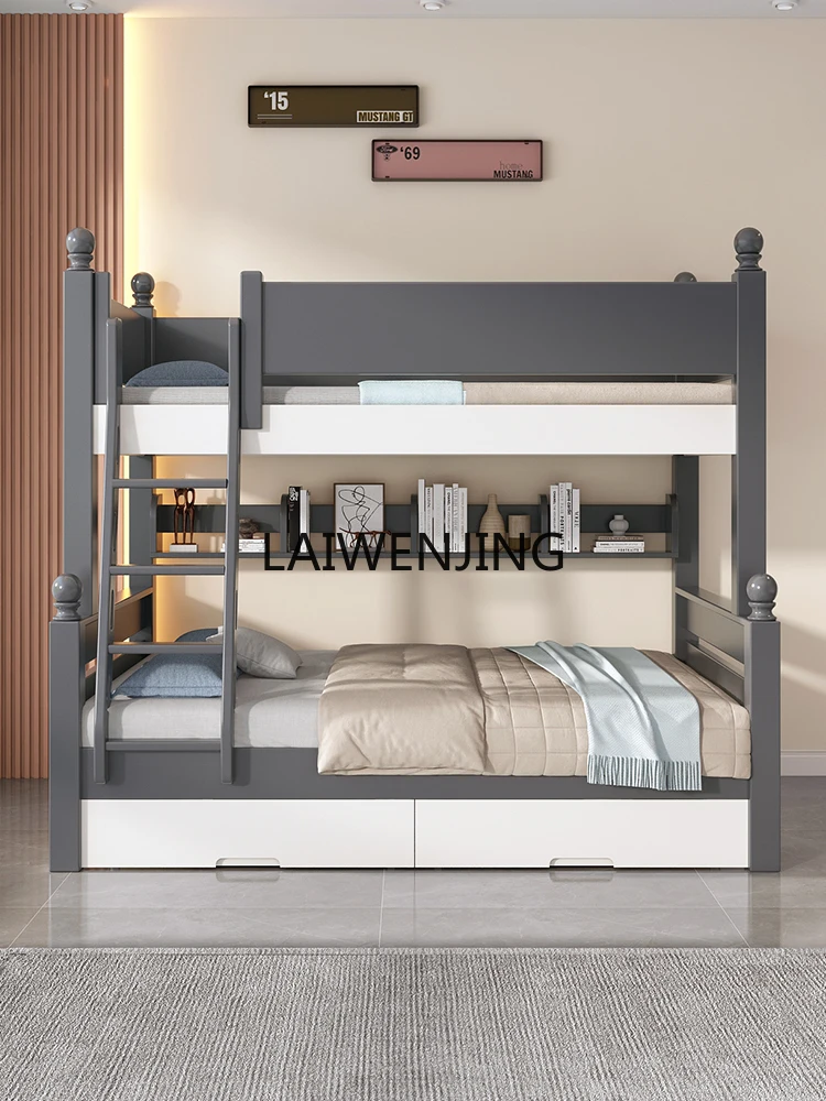 LYN rubber wood upper and lower bunk beds high and low beds mother and child beds