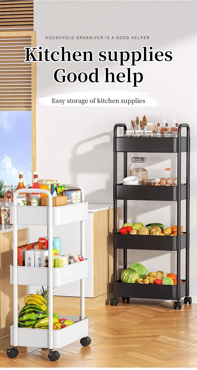 Mobile Storage Rack Trolley Bedroom Multi-Layer Storage Racks Organizer Household Kitchen Multifunctional Cart With Wheels Shelf