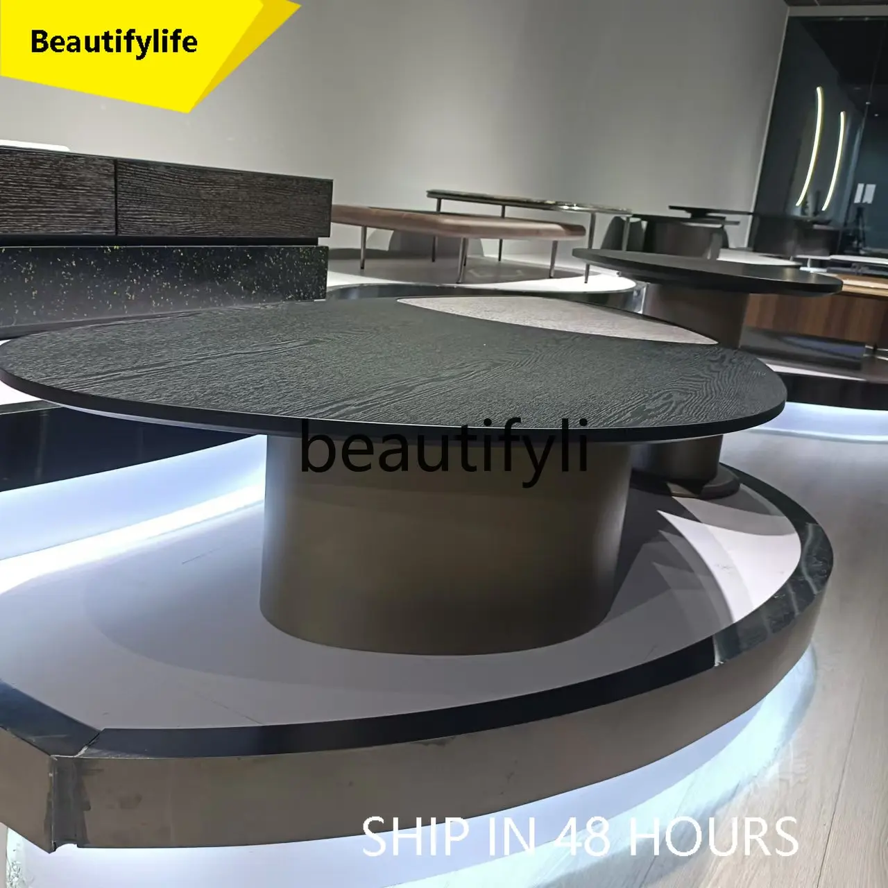 

A53 Italian coffee table light luxury designer oval coffee table combination high and low special-shaped tea table
