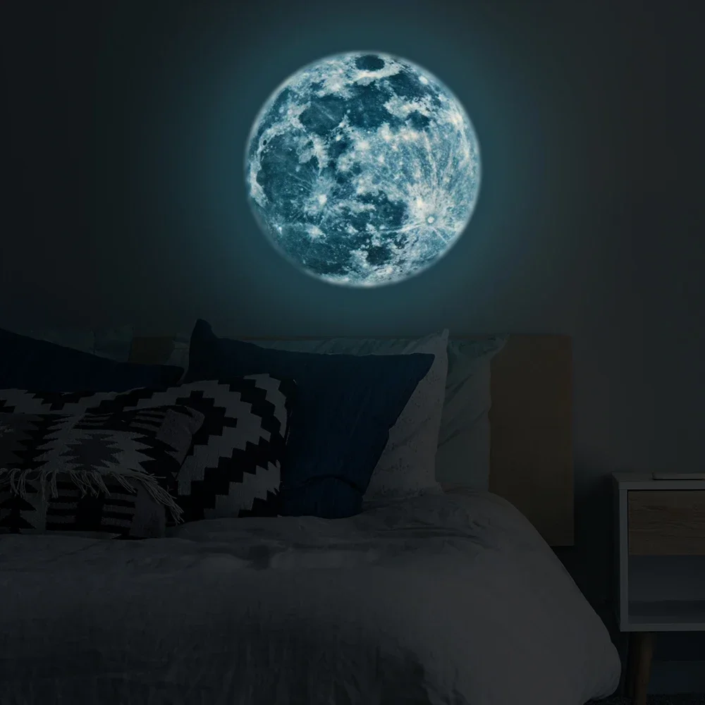 PVC 5-30cm Aesthetic 3D Luminous Moon Wall Sticker Glow in The Dark Fluorescent Sticker Home Kid Room Decals Wall Decor Wallpape