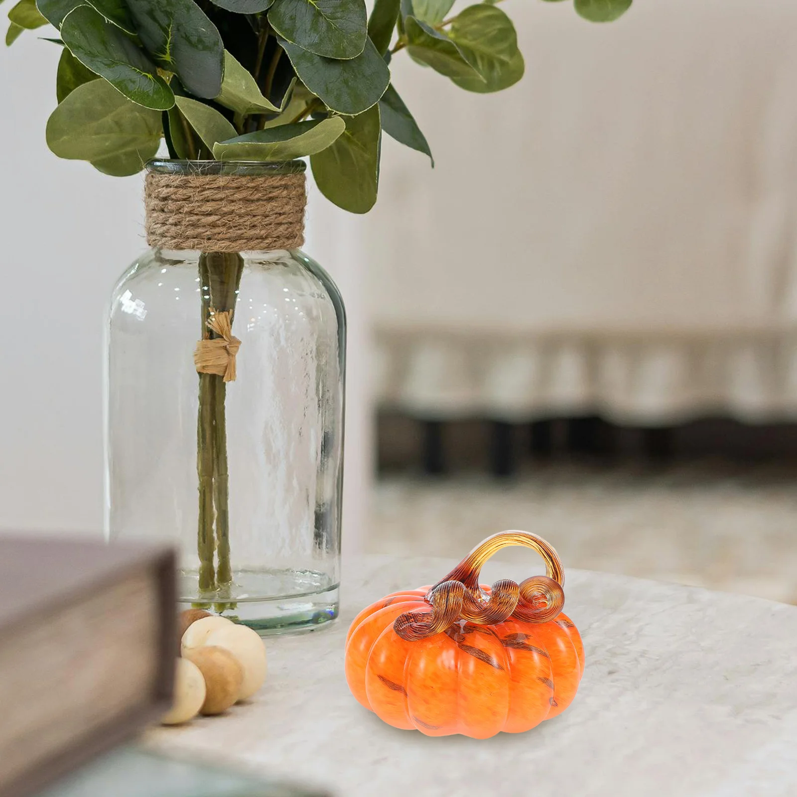 

Ручной дутый стеклянный орнамент в виде тыквы в деревенском американском стиле кантри Хэллоуин День благодарения Центральный декор стола