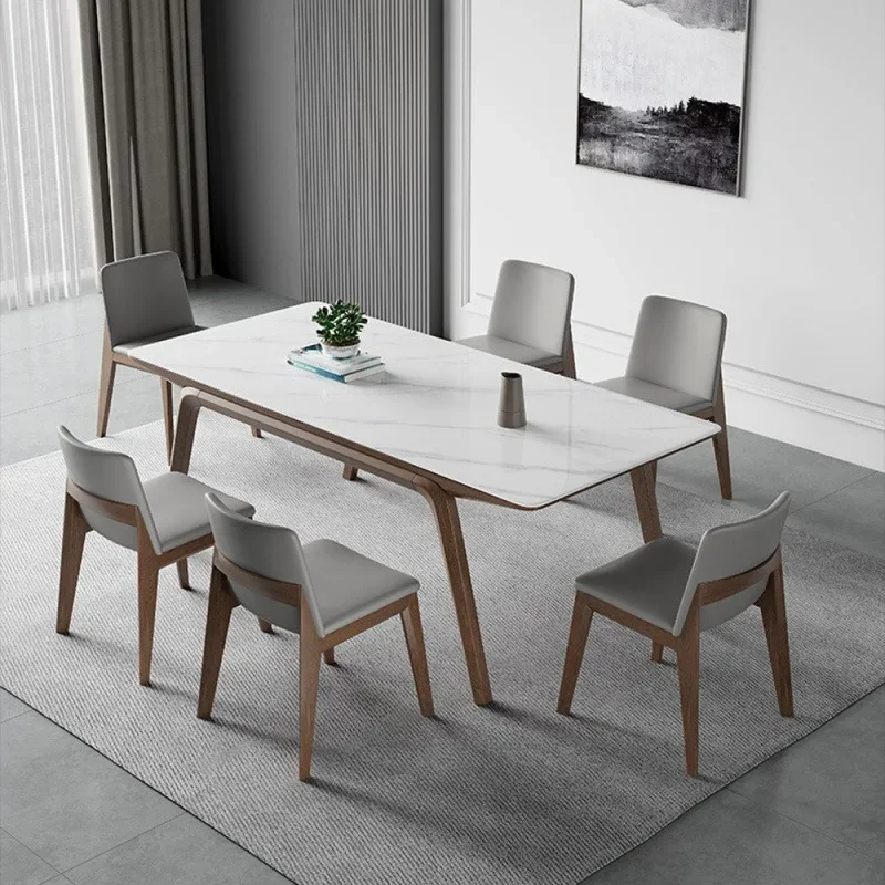 

Light luxury solid wood, bright rock slab dining table, modern simplicity 2026Furniture