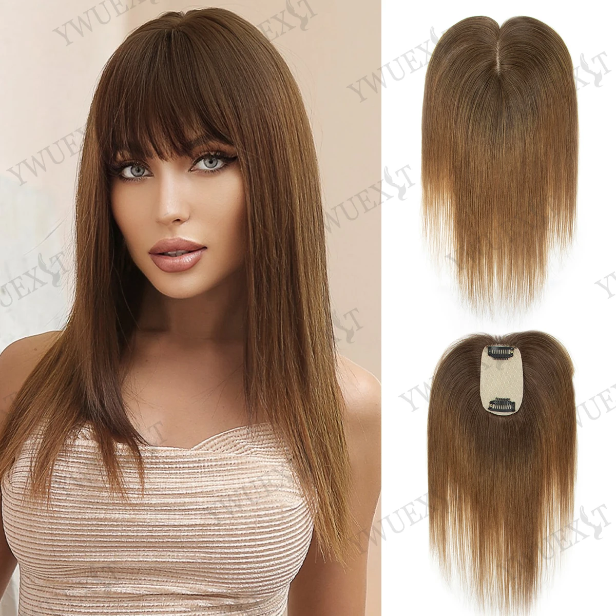 100% Remy Human Hair Topper with HD Lace Built in Clips for Women Daily Wear Natural Hairline Cover for Thinning Crown and Top