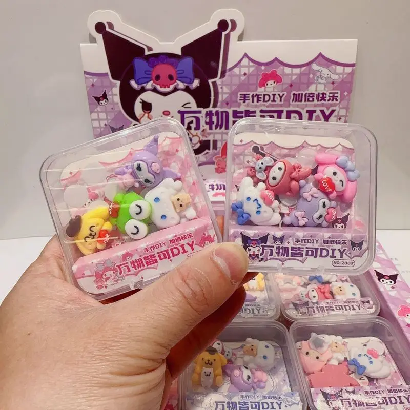 27 Wholesale Sanrio Hello Kitty Cinnamoroll My Melody Kuromi Cute Cartoon Resin Diy Phone Case Stickers Creative Sticker Box Set