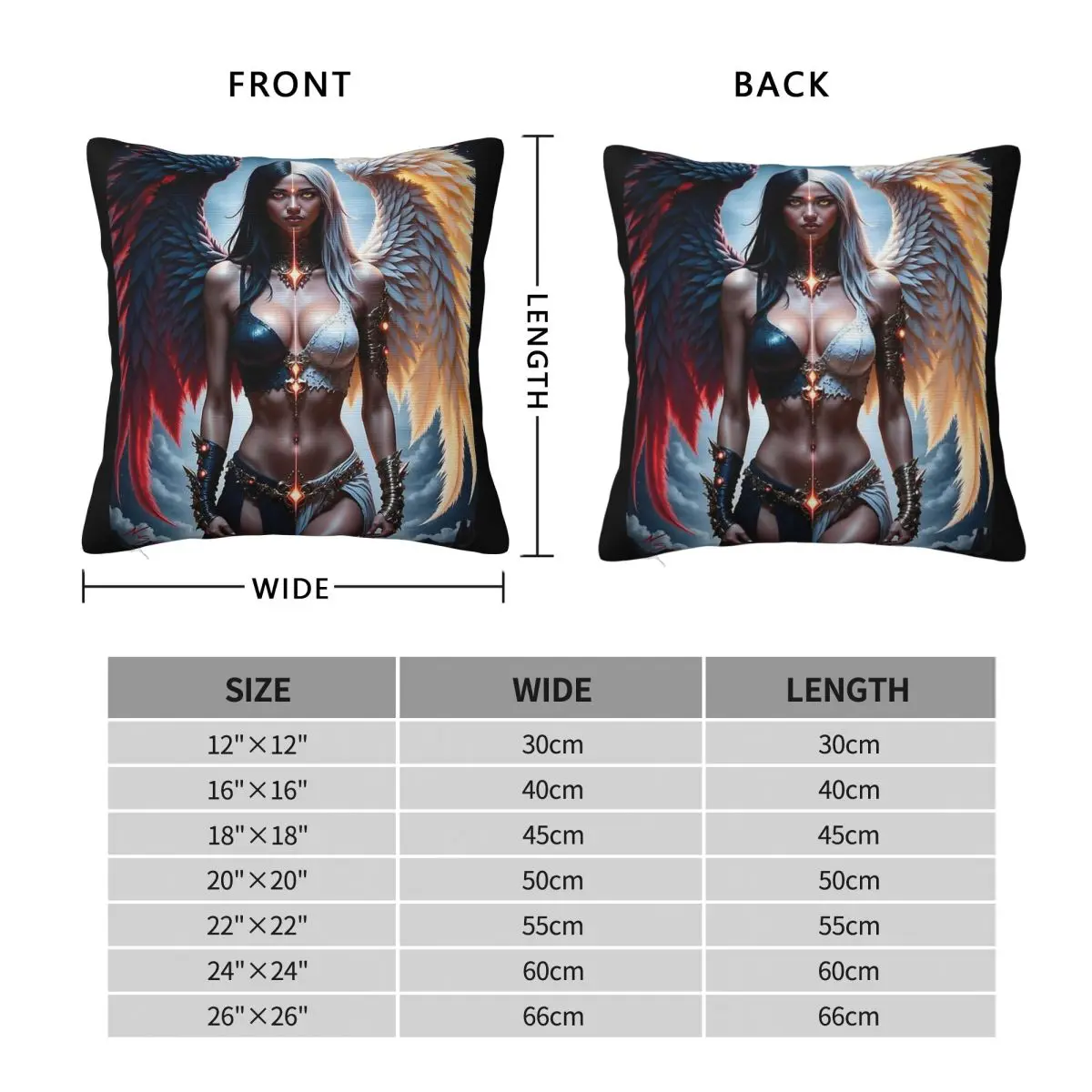 Half Angel Half Demon Pinupn Square Pillowcase Polyester Linen Velvet Creative Zip Decorative Pillow Bed Cushion Cover Wholesale