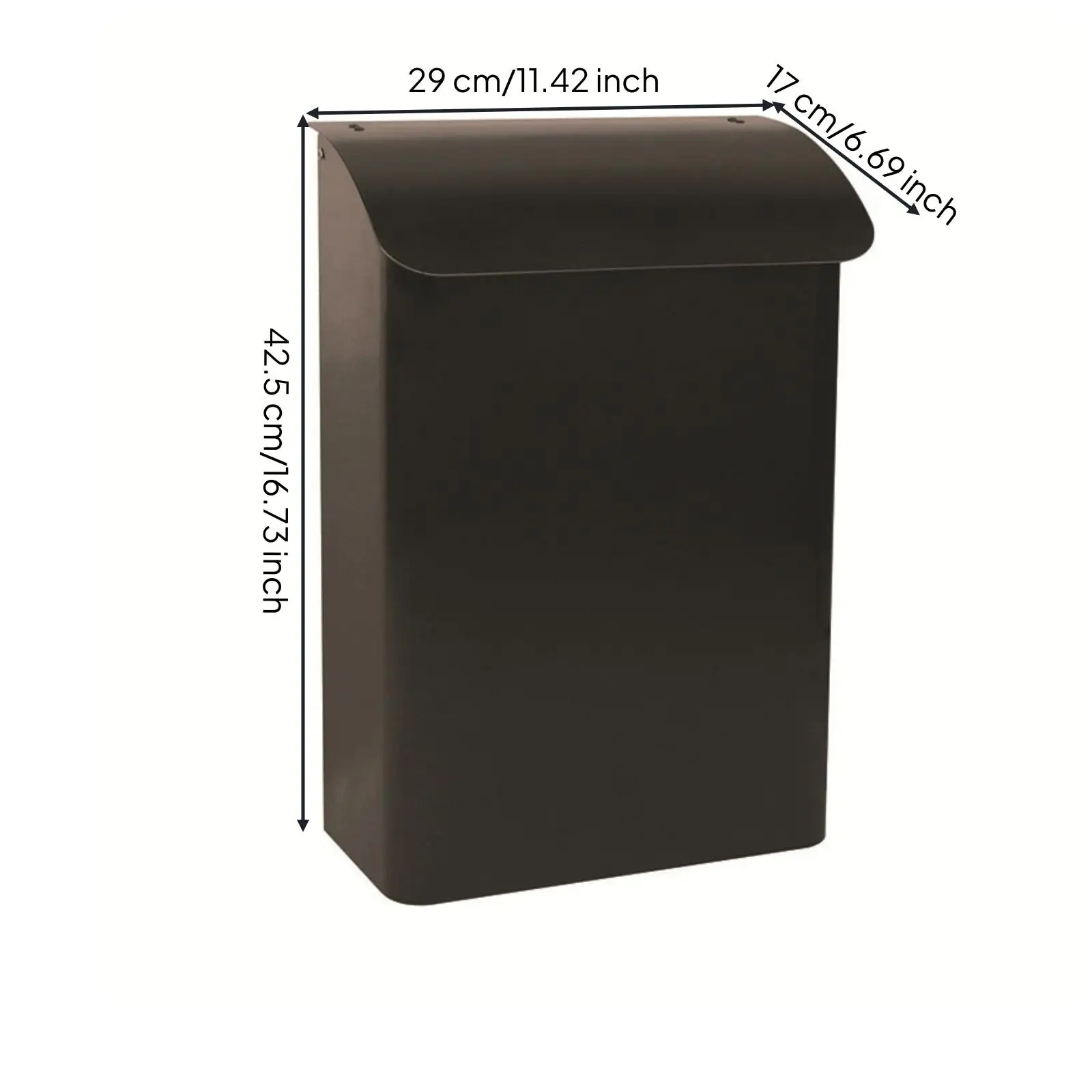 Rustic Metal Mailbox for Exterior Wall with Hinged Cover Postal Receptacle for Daily Letters