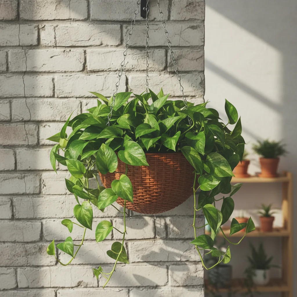 Wicker Style Hanging Planter Basket with Metal Chain for Potted Plants Indoor Outdoor Use