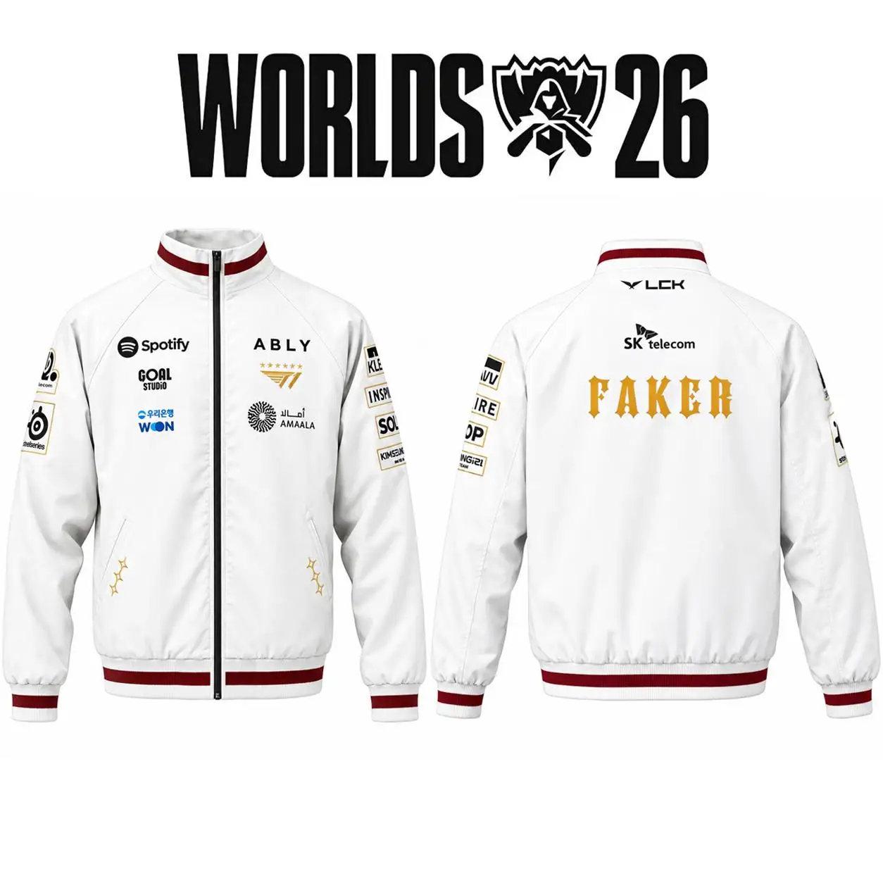 2026 T1 Worlds Uniform Jacket Autumn Streetwear LCK Esports Team Stand Collar Sweatshirt Men Women Fans Can Customize Tops